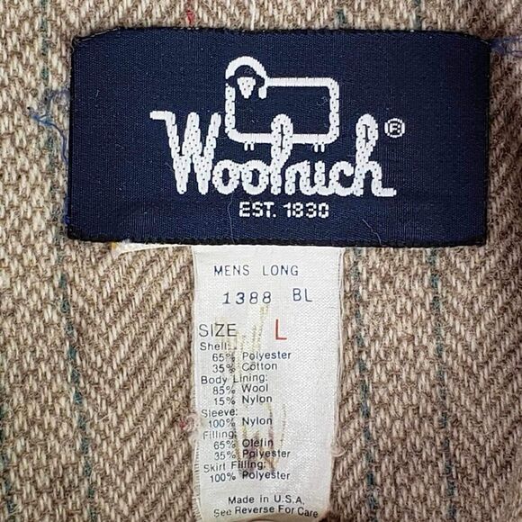 Woolrich Vintage Coat Trench Wool Lined Khaki Men’s Size Large L - Picture 10 of 11